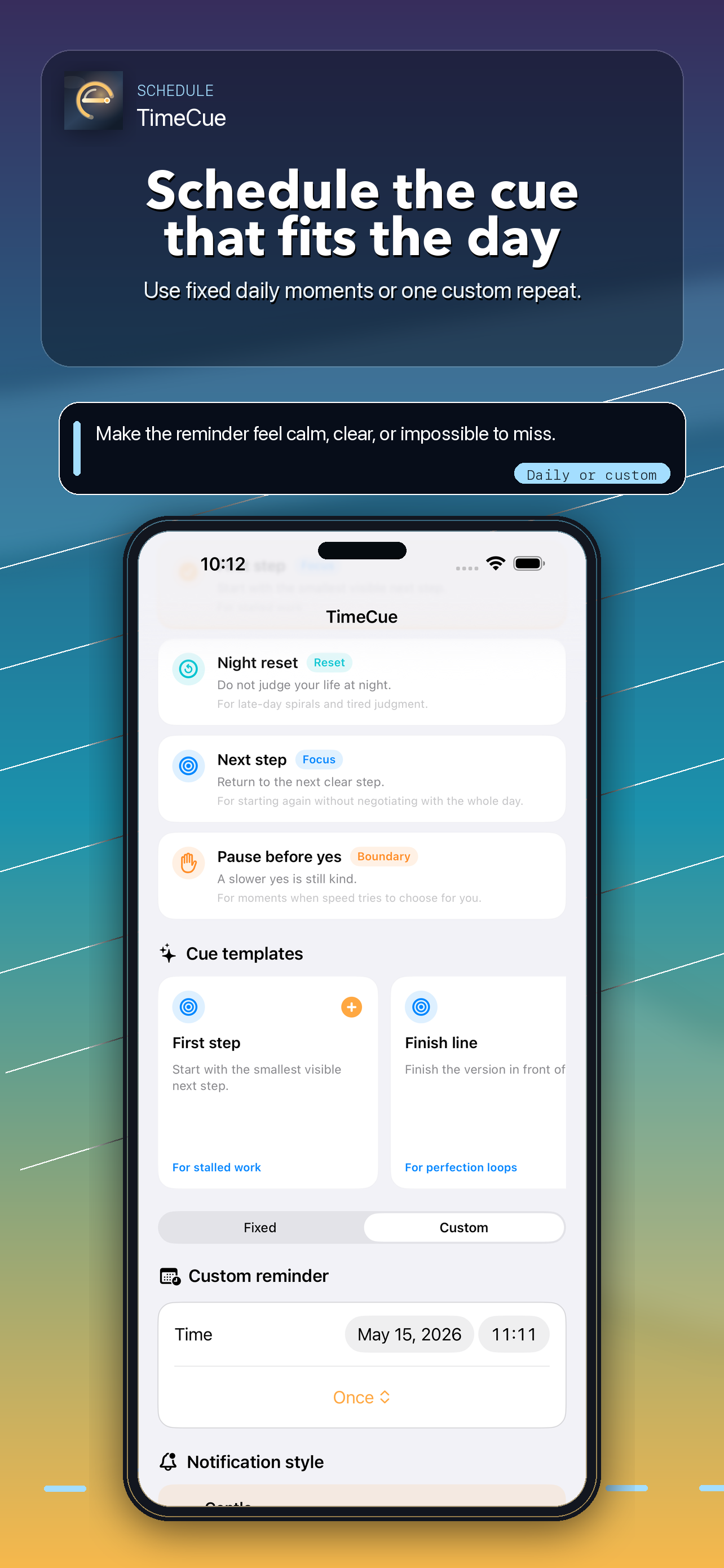 TimeCue notification style preview